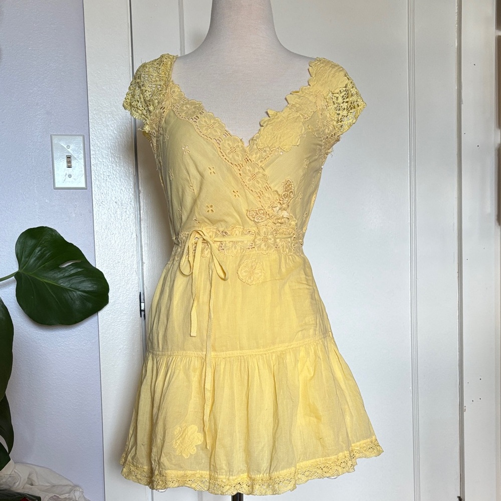 Free People Yellow Mini Dress